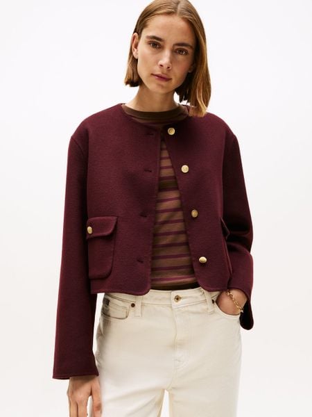 Tommy Hilfiger kurtka pudełkowa z zawartością wełny Kobiety czerwony, 40. Czerwone kurtki damskie Tommy Hilfiger, bez wzorów, z wełny, bez kaptura. Za 849.95 zł.