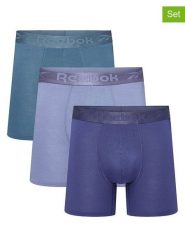 Reebok Bokserki (3 pary) "Brayan" w kolorze fioletowo-turkusowym rozmiar: L. Różowe bokserki męskie Reebok, bez wzorów. Za 81.95 zł.