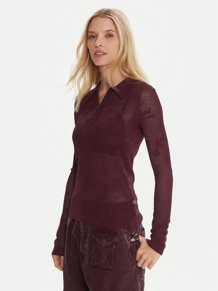 G-Star Raw Bluzka Pointelle D26657-B754 Bordowy Slim Fit. Czerwone bluzki damskie G-Star Raw, l, bez wzorów, z wiskozy, bez ramiączek. Za 469.99 zł.