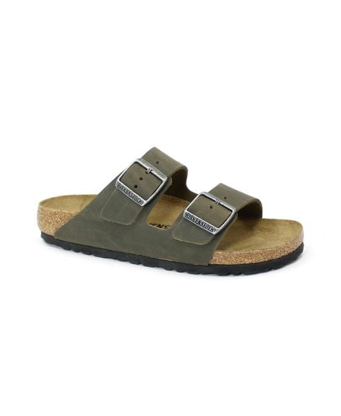Klapki damskie Birkenstock 1027039. Zielone klapki damskie Birkenstock, bez wzorów, z materiału, bez obcasa. Za 781.00 zł.