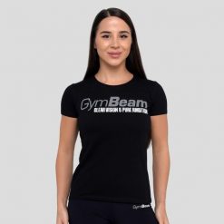 Koszulka damska fitness slim czarna Pure Ambition. Czarne bluzki sportowe damskie GYMBEAM, l, bez wzorów, z bawełny, bez ramiączek. Za 55.90 zł.