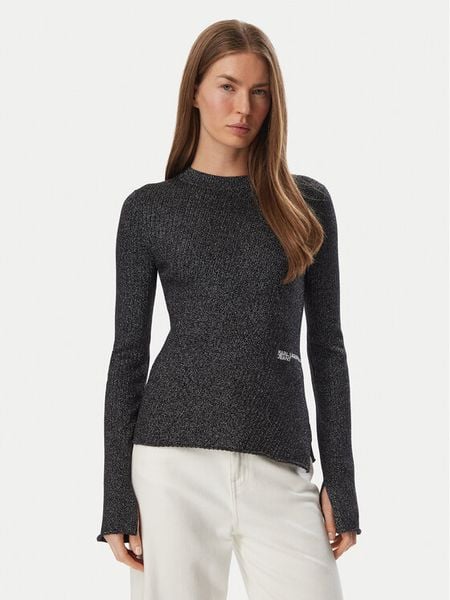 Karl Lagerfeld Jeans Sweter B4W18005 Czarny Slim Fit. Czarne swetry klasyczne damskie Karl Lagerfeld Jeans, m, z jeansu, bez kołnierzyka. Za 549.99 zł.