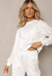 Biała Oversize Bluza z Bawełny o Krótkim Fasonie Sibolla. Białe bluzy bez kaptura damskie Renee, l, z bawełny. Za 89.99 zł.
