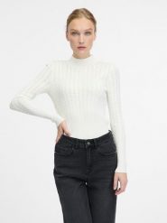 Orsay Sweter w kolorze białym rozmiar: S. Białe golfy damskie ORSAY, s, ze splotem, bez kołnierzyka. Za 43.99 zł.