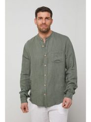Rodier Lin Lniana koszula w kolorze khaki rozmiar: M/L. Brązowe koszule męskie Rodier Lin, l, bez wzorów, ze lnu, bez kołnierzyka, bez ramiączek. Za 141.19 zł.
