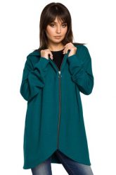 Zielona Bluza Asymetryczna z Kapturem. Zielone bluzy z kapturem damskie MOE, l, z bawełny. Za 269.90 zł.