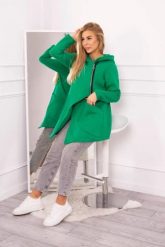 Bluza ocieplana z asymetrycznym suwakiem jasno zielona. Zielone bluzy z kapturem damskie KESI, l, z bawełny. Za 238.37 zł.
