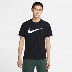 Koszulka sportowa męska Nike Icon Swoosh. Czarne t-shirty sportowe męskie Nike, m, z bawełny, bez ramiączek, na fitness i siłownię. Za 179.00 zł.