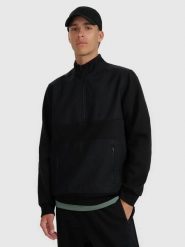 BLUZA MĘSKA DRESOWA 4F Z ZAMKIEM DO POŁOWY INTERLOCK TSWSM1947 KOLOR CZARNY. Czarne bluzy bez kaptura męskie 4f, l, z dresówki. Za 199.99 zł.