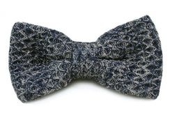 Ciemnogranatowa Mucha Męska - ALTIES - Melanż, Dziergana, Bez Poszetki. Niebieskie krawaty i muchy męskie Alties, bez wzorów, dziergany, eleganckie. Za 54.00 zł.