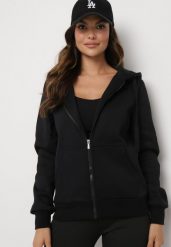 Czarna Klasyczna Rozpinana Bluza z Bawełną i Kapturem Arfenia. Czarne bluzy z kapturem damskie Born2be, l, z bawełny. Za 79.99 zł.