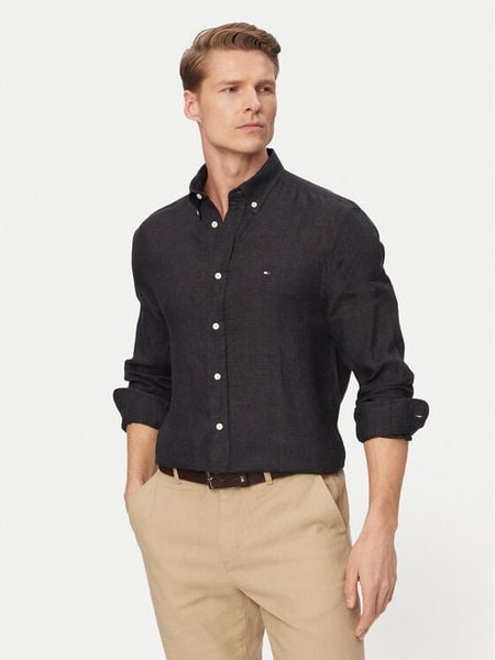 Tommy Hilfiger Koszula MW0MW41530 Czarny Regular Fit. Czarne koszule męskie Tommy Hilfiger, m, bez wzorów, ze lnu, bez kołnierzyka, bez ramiączek. Za 489.99 zł.