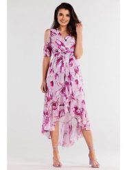 Awama Sukienka ze wzorem rozmiar: XL. Sukienki damskie Awama, xl, bez wzorów, z asymetrycznym kołnierzem, bez ramiączek, maxi, asymetryczne. Za 245.96 zł.