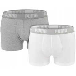 Bokserki majtki męskie bawełniane 2 pary PUMA Boxer Trunks. Białe bokserki męskie Puma, bez wzorów, z bawełny. Za 47.00 zł.