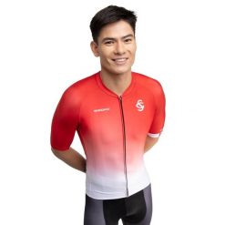 Męska koszulka rowerowa z krótkim rękawem Real Sporting de Gijón x. Czerwone t-shirty sportowe męskie SIROKO, m, bez ramiączek, rowerowe. W wyprzedaży za 210.00 zł.