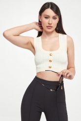 Top damski dzianinowy ELISABETTA FRANCHI. Topy damskie Elisabetta Franchi, bez wzorów, z dzianiny, bez kołnierzyka. W wyprzedaży za 1,112.30 zł.