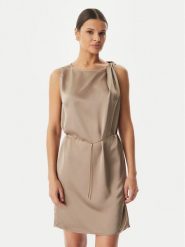 HUGO Sukienka koktajlowa Koberi 50566963 Brązowy jasny Regular Fit. Brązowe sukienki damskie Hugo, bez wzorów, z syntetyku, wizytowe, bez kołnierzyka, bez ramiączek. Za 899.99 zł.