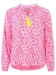 Zwillingsherz Bluzka "Colorful Leopard" w kolorze różowo-białym rozmiar: S/M. Białe bluzki damskie Zwillingsherz, m, z aplikacjami, z wiskozy, bez kołnierzyka, bez ramiączek. Za 114.17 zł.