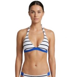 Góra bikini - Damskie - Volcom - Halter, paski - Granatowo-biała. Białe bikini damskie Volcom, bez wzorów. Za 62.00 zł.