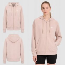 BLUZA DAMSKA 4F DRESOWA ROZPINANA Z KAPTUREM BASIC KOLOR BEŻOWY. Brązowe bluzy z kapturem damskie 4f, l, z bawełny. Za 109.00 zł.