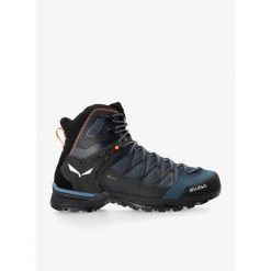 Buty trekkingowe wysokie Salewa Mountain Trainer Lite Mid GTX. Niebieskie buty trekkingowe męskie Salewa, z materiału, za kostkę, bez zapięcia, trekkingowe. W wyprzedaży za 836.85 zł.