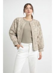 Josephine & Co Kurtka przejściowa "Daaf" w kolorze oliwkowo-kremowym rozmiar: 42. Brązowe kurtki damskie Josephine & Co, bez wzorów, z bawełny, bez kaptura. Za 390.00 zł.