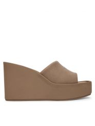 Calvin Klein Klapki Wedge 70 Sndl Canv Mg HW0HW03134 Beżowy. Brązowe klapki damskie CALVIN KLEIN, bez wzorów, z materiału, bez obcasa. Za 409.99 zł.