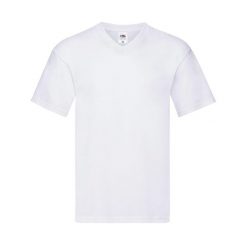 Oryginalna Koszulka Unisex Dla Dorosłych Z Dekoltem W Szpic. Białe bluzki damskie Fruit of the Loom, xl, bez wzorów, sportowe, bez kołnierzyka, bez ramiączek. Za 48.99 zł.
