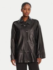 BOSS Kurtka skórzana Salaha 50544445 Czarny Relaxed Fit. Czarne kurtki damskie Boss, bez wzorów, ze skóry, bez kaptura. Za 2,309.00 zł.