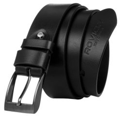 Pasek męski czarny ROVICKY-1 BLACK. Czarne paski męskie ROVICKY, bez wzorów, ze skóry, klasyczne. Za 53.00 zł.