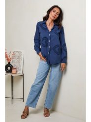 Le Monde du Lin Lniana bluzka w kolorze granatowym rozmiar: 34/36. Niebieskie bluzki damskie Le Monde du Lin, bez wzorów, ze lnu, bez kołnierzyka, bez ramiączek. Za 121.99 zł.