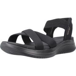 Sandały SKECHERS ULTRA FLEX 3.0 SANDAL NEV Czarny. Czarne obuwie trekkingowe damskie Skechers, bez wzorów, z materiału, bez obcasa. Za 286.99 zł.