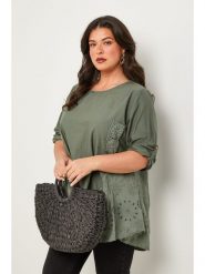 Curvy Lady Bluzka w kolorze khaki rozmiar: 48/50. Brązowe bluzki damskie Curvy Lady, bez wzorów, klasyczne, bez kołnierzyka, bez ramiączek. Za 100.99 zł.