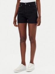 Calvin Klein Jeans Szorty jeansowe J20J225154 Czarny Mom Fit. Czarne szorty damskie Calvin Klein Jeans, bez wzorów, z bawełny. Za 189.99 zł.