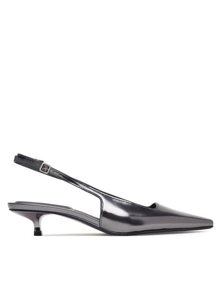 Calvin Klein Czółenka Kitten Heel Pump Sling Mirr Lth HW0HW03275 Srebrny. Szare czółenka damskie CALVIN KLEIN, bez wzorów, ze skóry, bez obcasa. Za 569.99 zł.