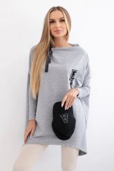 Bluza oversize z asymetrycznymi bokami szara. Szare bluzy bez kaptura damskie KESI, l, z bawełny. Za 209.11 zł.