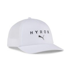 Czapka typu trucker PUMA × HYROX PUMA. Białe czapki męskie Puma, bez wzorów, z bawełny. Za 99.99 zł.