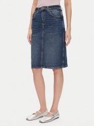 Lee Spódnica jeansowa 112355270 Granatowy Regular Fit. Niebieskie spódniczki damskie Lee, bez wzorów, z bawełny. Za 159.99 zł.