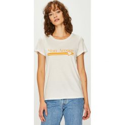 Vero Moda - Top. Białe topy damskie Vero Moda, l, bez wzorów, z bawełny, bez kołnierzyka. W wyprzedaży za 29.90 zł.