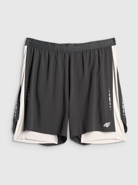 4F Spodenki do biegania szybkoschnące męskie - czarne XL. Czarne szorty męskie 4f, z materiału, bez kołnierzyka. Za 199.99 zł.