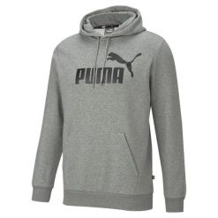 Męska bluza z kapturem z dużym logo Essentials PUMA Medium Gray Heather. Szare bluzy sportowe męskie Puma, bez wzorów, z bawełny, eleganckie, bez kołnierzyka, bez ramiączek. Za 179.00 zł.