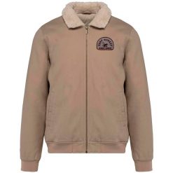 Męska Kurtka Trucker Sherpa / Kołnierz Odwracany / Bawełna Organiczna (Beżowy). Brązowe kurtki męskie SURF MONKEY, m, bez wzorów, z bawełny, klasyczne, bez kaptura. Za 519.95 zł.