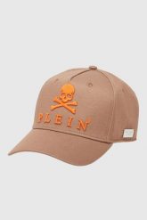 PHILIPP PLEIN Brązowa czapka z daszkiem Skull&Bones. Brązowe czapki męskie Philipp Plein, bez wzorów. W wyprzedaży za 699.99 zł.