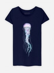 WOOOP Koszulka "Space Jelly" w kolorze granatowym rozmiar: XL. Niebieskie t-shirty damskie Wooop, xl, bez wzorów, z bawełny, bez kołnierzyka. Za 61.46 zł.