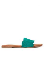 Pieces Klapki 17156838 Zielony. Zielone klapki damskie Pieces, bez wzorów, ze skóry, bez obcasa. Za 149.99 zł.