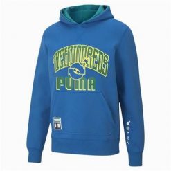 Bluza sportowa męska Puma X The Hundreds Hoodie. Niebieskie bluzy sportowe męskie Puma, bez wzorów, z bawełny, sportowe, bez kołnierzyka, bez ramiączek. Za 269.00 zł.