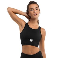 Stanik sportowy Fitness Siroko Crunch Black. Czarne biustonosze sportowe damskie SIROKO, bez wzorów, z elastanu. W wyprzedaży za 105.00 zł.