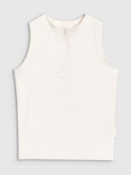 4F Crop-top slim damski - biały S. Białe topy damskie 4f, s, bez wzorów, z dzianiny, bez kołnierzyka. W wyprzedaży za 49.99 zł.