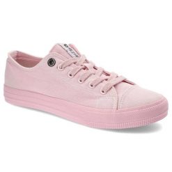 Różowe Trampki Big Star Damskie Modne Buty. Czerwone trampki i tenisówki damskie Big Star, bez wzorów, z materiału. Za 79.99 zł.
