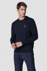 AERONAUTICA MILITARE Granatowy sweter męski Merino. Niebieskie swetry męskie AERONAUTICA MILITARE, m, bez wzorów, bez kołnierzyka. W wyprzedaży za 489.99 zł.